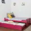 Single bed "Easy Premium Line" K1/1h incl. trundle bed frame and cover plates, solid beech wood, pink finish - 90 x 200 cm 