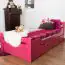 Children's bed / Youth bed "Easy Premium Line" K1/2n incl. 2 drawer and cover plates, solid beech wood, pink - 90 x 200 cm