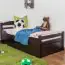 Children's bed / Youth bed "Easy Premium Line" K1/2h incl. trundle bed frame and cover plates, solid beech wood, chocolate brown - 90 x 200 cm 