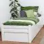 Single bed "Easy Premium Line" K1/h with trundle bed frame and 2 cover plates, beech wood, solid, white - 90 x 200 cm