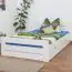 Youth bed "Easy Premium Line" K6 incl. 2 drawers and 1 cover plate, solid beech wood, white - 140 x 200 cm 