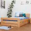 Youth bed "Easy Premium Line" K6 incl. 4 drawers and 2 cover plates, solid beech, clear finish - 140 x 200 cm
