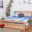 Youth bed K8 "Easy Premium Line" incl. 2 drawers and cover plate, solid beech wood, clearly varnished - 180 x 200 cm 
