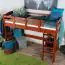 Loft bed 90 x 200 cm for adults, "Easy Premium Line" K22/n, solid beech wood cherry, convertible