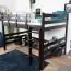 Loft bed 140 x 200 cm "Easy Premium Line" K23/n, solid beech wood Chocolate Brown lacquered, convertible