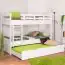 Bunk bed for adults "Easy Premium Line" K19/h incl. lying place and 2 cover panels, head and foot part with holes, solid beech wood white - 90 x 200 cm (w x l), divisible