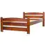 Single bed / Guest bed solid pine wood, Walnut colour 84, incl. slatted frame - 100 x 200 cm