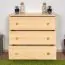 Chest of 3 drawers Junco 148, solid pine wood, clearly varnished - H78 x W80 x D42 cm