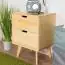 Bedside table of drawers solid pine wood natural Aurornis 49 - Measurements: 64 x 50 x 40 cm (H x W x D)