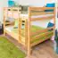 Bunk bed 140 x 190 cm for adults "Easy Premium Line" K24/n, head and footboard straight, solid beech wood natural lacquered, convertible