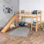 Loft bed with slide 80 x 190 cm, solid beech wood natural lacquered, convertible into a single bed, "Easy Premium Line" K30/n
