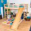 Large loft bed with slide 120 x 190 cm, solid beech wood natural lacquered, convertible into a single bed, "Easy Premium Line" K31/n