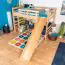 Large loft bed with slide 120 x 190 cm, solid beech wood natural lacquered, convertible into a single bed, "Easy Premium Line" K31/n