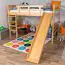 Large loft bed with slide 160 x 200 cm, solid beech wood natural lacquered, convertible into a single bed, "Easy Premium Line" K31/n