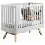 Baby bed / Kid bed Skady 01, Colour: White / Oak - Lying area: 60 x 120 cm (W x L)
