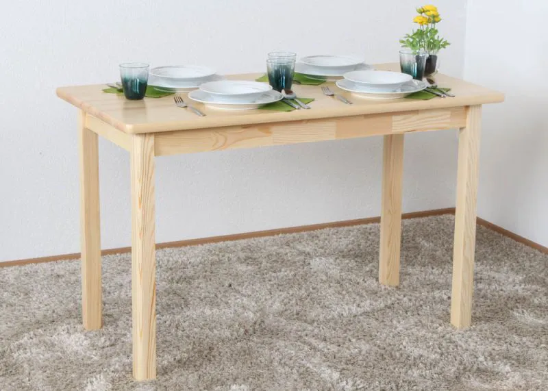 Solid Pine Wood Table | Natural Finish | Junco 227D | Square | 120 x 60 cm