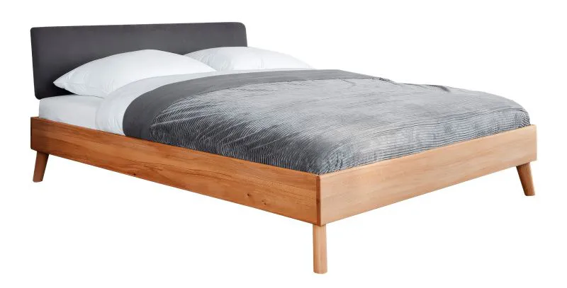 Single Bed | Guest Bed Timaru 03 | Solid Beech Oiled | 90 x 200 cm Lying Area | Upholstered Headboard