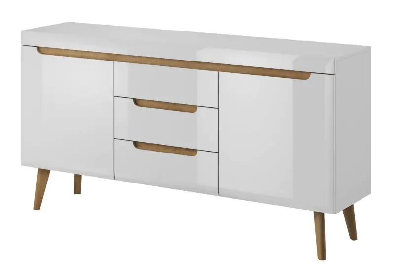 Chest of drawers Cathcart 07, Colour: Oak riviera / White - Measurements: 83 x 160 x 40 cm (H x W x D), with four compartments.