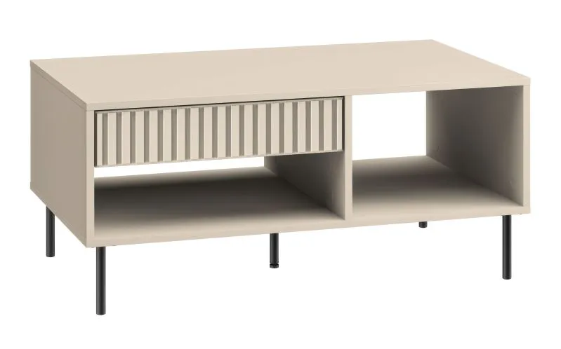 Coffee Table with Drawer Petkula 10 | Light Beige | 100 x 60 x 45 cm | Modern Living Room Accent