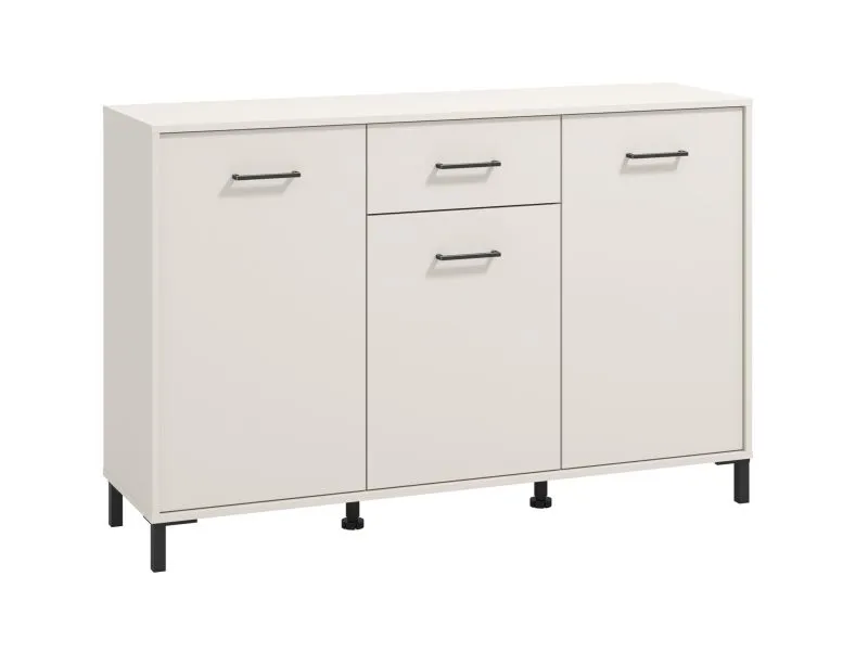Modern Chest of Drawers Sabas 03 | 3 Doors, 1 Drawer, 6 Compartments | Cashmere & Black | 90 x 138 x 40 cm