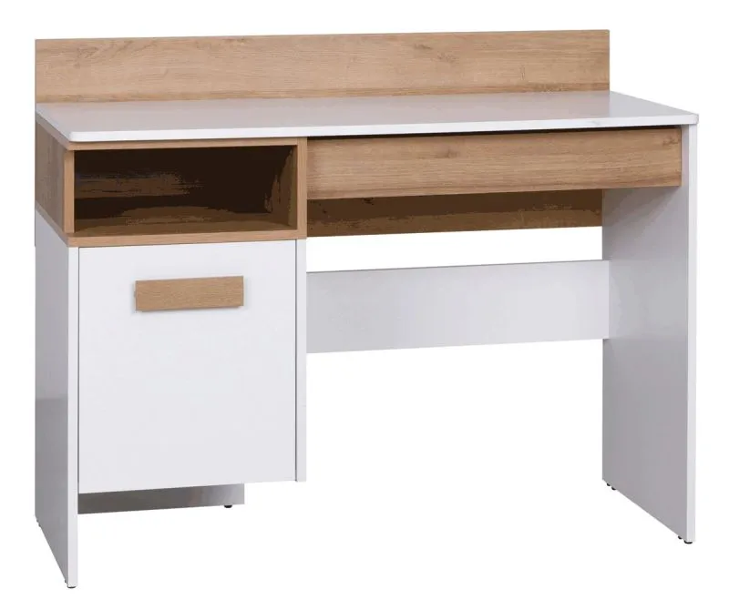 Modern Desk Fafe 02 | Oak Riviera & White | 87 x 110 x 55 cm | Drawer & Storage