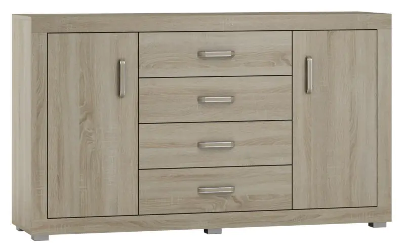 Chest of drawers Lorengau 01, colour: Sonoma oak - Measurements: 90 x 160 x 40 cm (H x W x D)