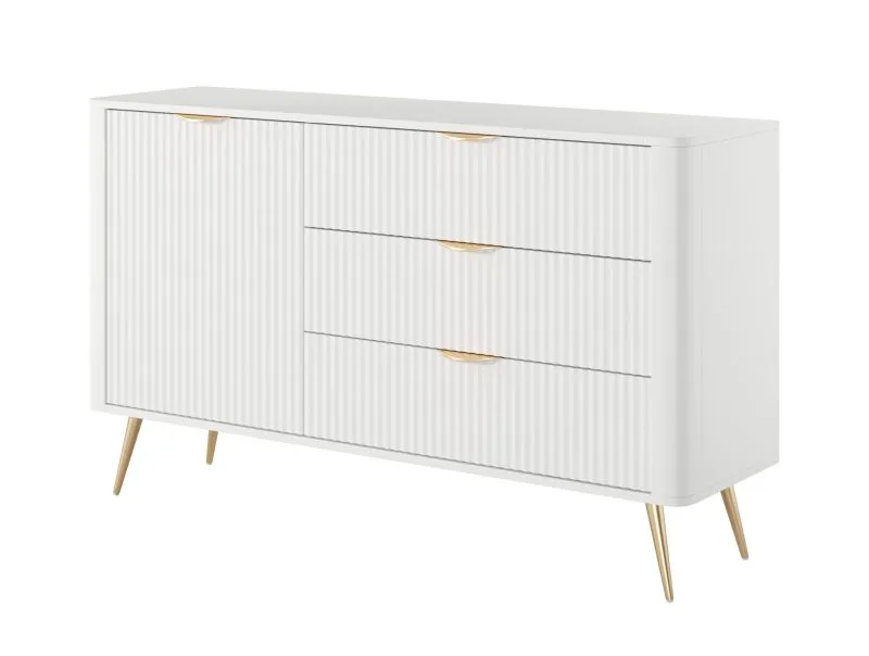 Chest of Drawers | modern | 3 drawers | 2 compartments | white | high-quality material | Dimensions: 81 x 138 x 38 cm | Handles & legs: metal | for the living room