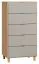 Dresser Nanez 05 | Oak / Grey | 122 x 63 x 47 cm | 5 Drawers | Modern Soft Close Chest