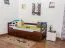 Single bed / functional bed "Easy Premium Line" K1/h/s incl. 2nd berth and 2 cover panels, 90 x 200 cm solid beech wood dark brown