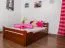 Single bed / guest bed "Easy Premium Line" K4 incl. 2 drawers and 1 cover panel, 120 x 200 cm solid beech wood cherry-colored