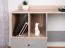 Modern desk with 2 drawers and 2 open compartments, 83 x 120 x 55 cm, oak / gray, teen bedroom desk, black handles, ABS edges