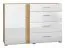 Chest of drawers Tullahoma 04, Colour: Oak / Glossy White - Measurements: 90 x 134 x 42 cm (H x W x D), with 1 door, 4 drawers and 2 shelves