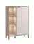 Chest of Drawers / Highboard Zitiste 06 | Oak Grey & Cashmere | 1 Door | 6 Compartments | 131 x 86.5 x 40 cm | Metal Legs & Handles