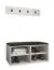 Modern Shoe Rack with Coat Rack Tödi 04 | White Matt | 40 x 84 x 42 cm | 4 Compartments & 4 Hooks