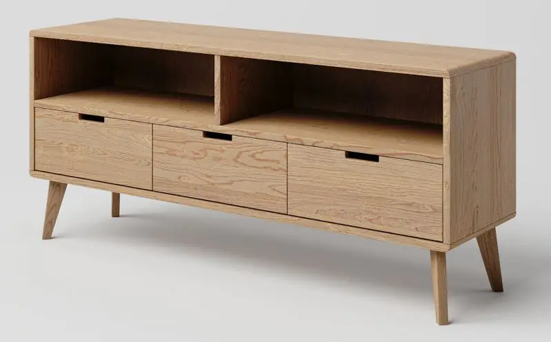 TV base cabinet solid oak natural Aurornis 58 - Measurements: 64 x 142 x 40 cm (H x W x D)