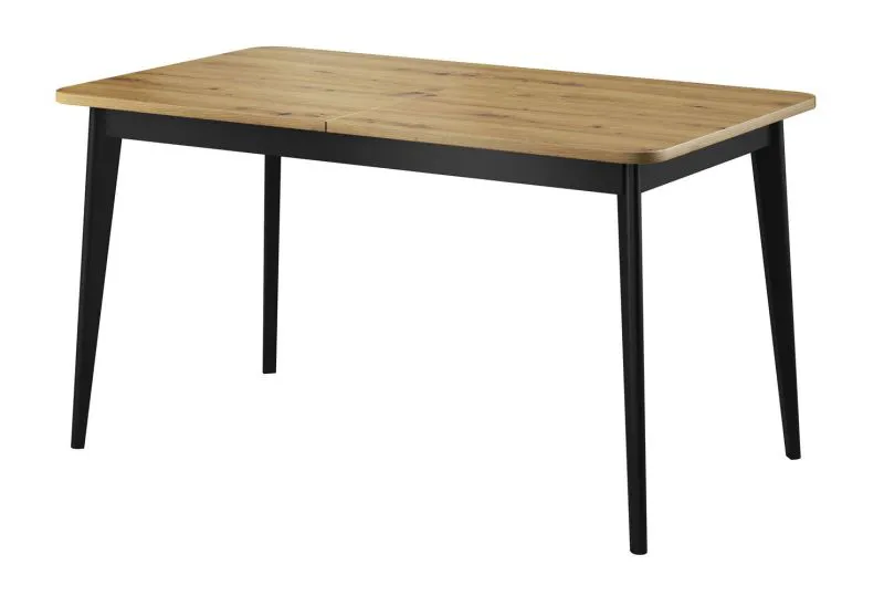 Extendable Dining Table Polmadie 04 | Oak Artisan & Black | 76 x 140 x 80 cm | Modern MDF Design