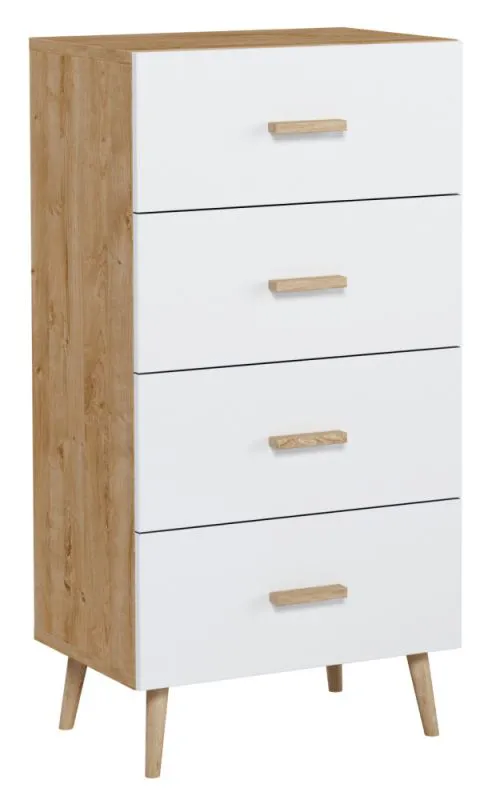 Chest of drawers Hohgant 04, Colour: Oak / White - 118 x 60 x 42 cm (H x W x D)
