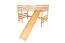 Large Loft Bed with Slide 160 x 200 cm | Solid Beech Wood | Natural Lacquer | Convertible to Single Bed | Easy Premium Line K31/n