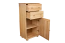 Narrow 2 Drawer 1 Door Storage Cabinet 029, solid pine wood, clearly varnished - 120H x 60W x 42D cm 