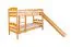 Bunk Bed with Slide 90 x 190 cm | Solid Beech Wood | Convertible to Two Single Beds | Natural Lacquer | Easy Premium Line K27/n