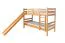 Bunk Bed with Slide 90 x 200 cm | Solid Beech Wood Natural Lacquered | Converts to Two Single Beds | Easy Premium Line K28/n