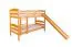 Bunk Bed with Slide 90 x 190 cm | Solid Beech Wood | Natural Lacquered | Converts to Two Single Beds | Easy Premium Line K29/n