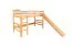 Loft Bed with Slide 80 x 190 cm | Solid Beech Wood | Natural Lacquered | Convertible to Single Bed | Easy Premium Line K30/n
