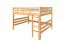 Loft bed 160 x 200 cm for adults "Easy Premium Line" K23/n, solid beech wood natural lacquered, divisible