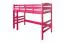 Loft bed 90 x 200 cm, "Easy Premium Line" K22/n, solid beech wood pink lacquered, convertible