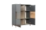 Display Case Vaitele 22 | Anthracite High Gloss & Walnut | 117 x 92 x 40 cm | LED Lighting