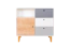 Children's room - Chest of drawers Syrina 03, Colour: White / Grey / Oak - measurements: 97 x 104 x 55 cm (h x w x d)