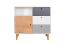 Children's room - Chest of drawers Syrina 08, Colour: White / Grey / Oak - Measurements: 96 x 103 x 45 cm (h x w x d)