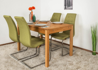 Wooden Nature Dining Table | Solid Oiled Beech Heartwood | Extendable 120-160 x 80 cm | Modern Natural Design
