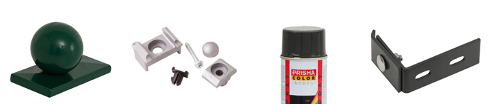 Accessories for double-bar and wire mesh fences Accessories for double-bar and wire mesh fences
